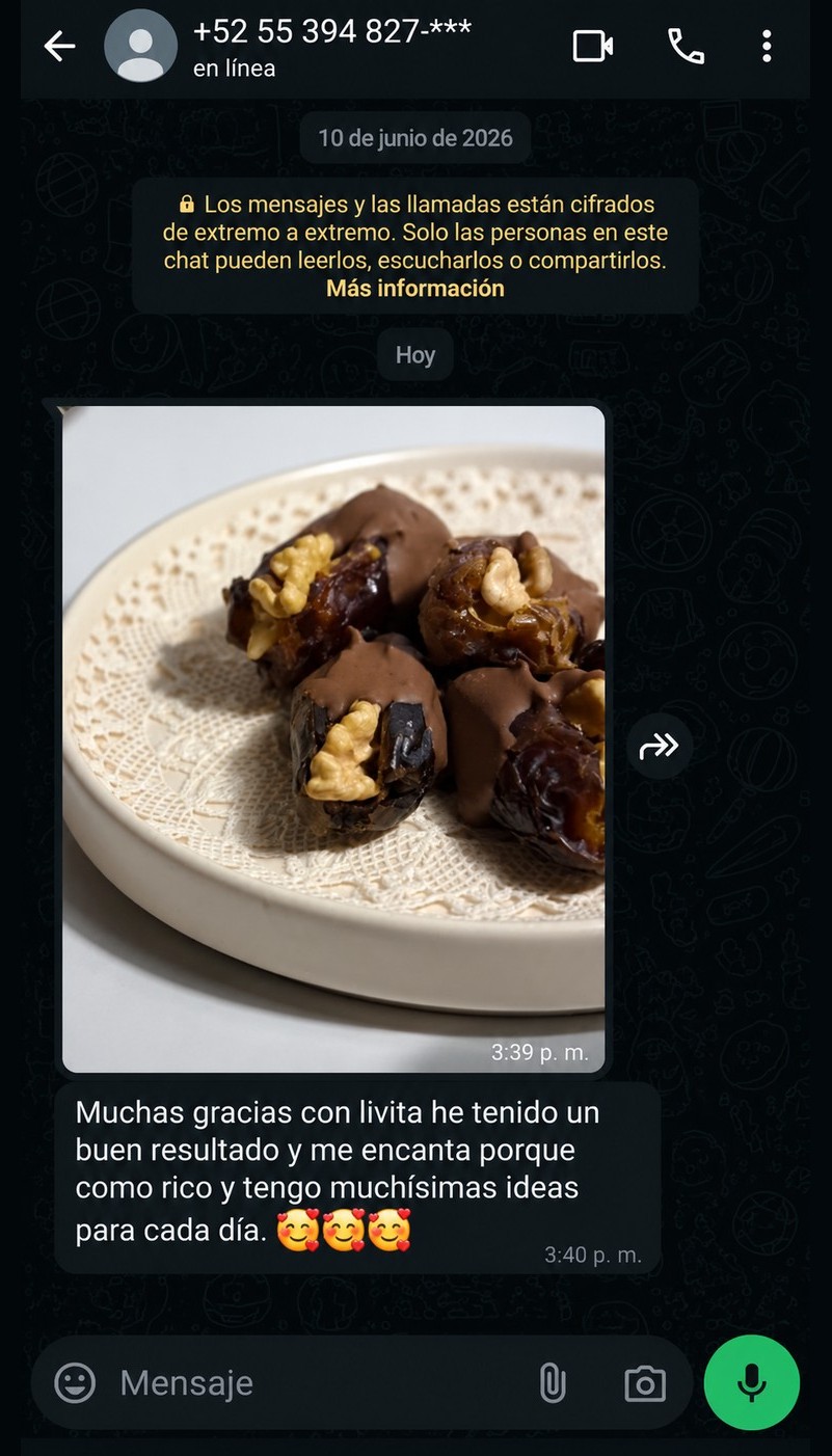 Testimonio real de una clienta: dates rellenas de nuez cubiertas de chocolate